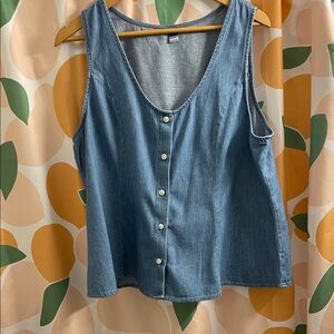 Old Navy Blue Denim Sleeveless Button-Down Shirt